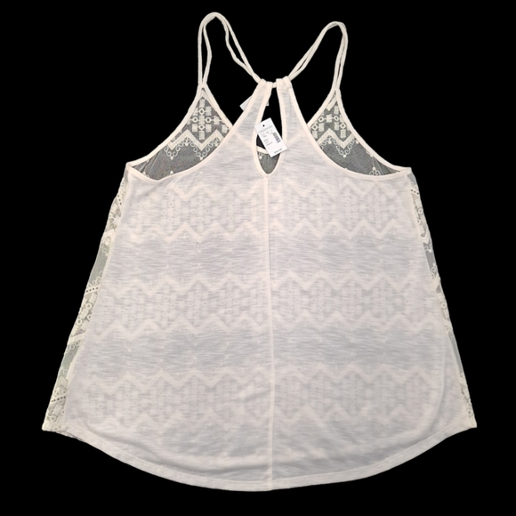 Maurices Womens Ivory Sheer Front Tank Strappy Beaded Embroidered Mesh Sz 1 - 1X - Picture 2 of 9